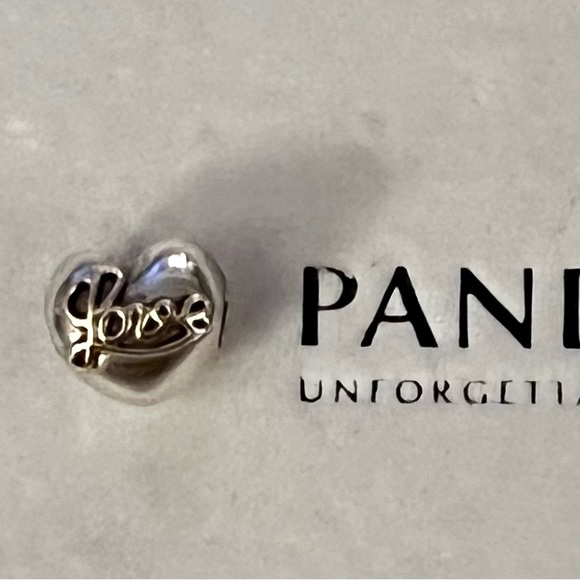 Pandora 14kt gold & silver heart/love bracelet charm/clip - Picture 1 of 3